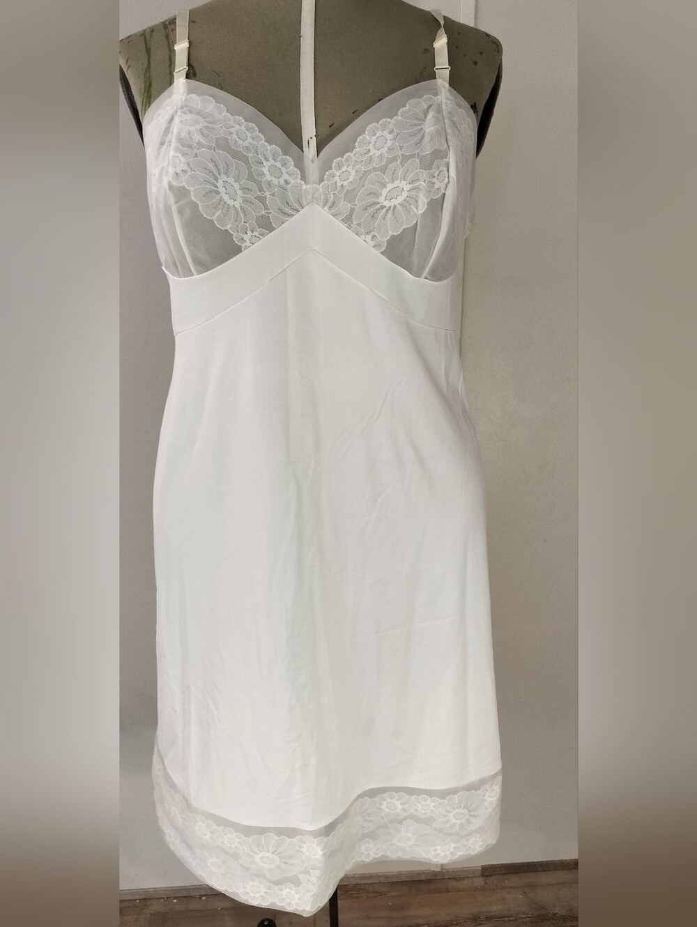 White Lace-Trim Chemise Slip